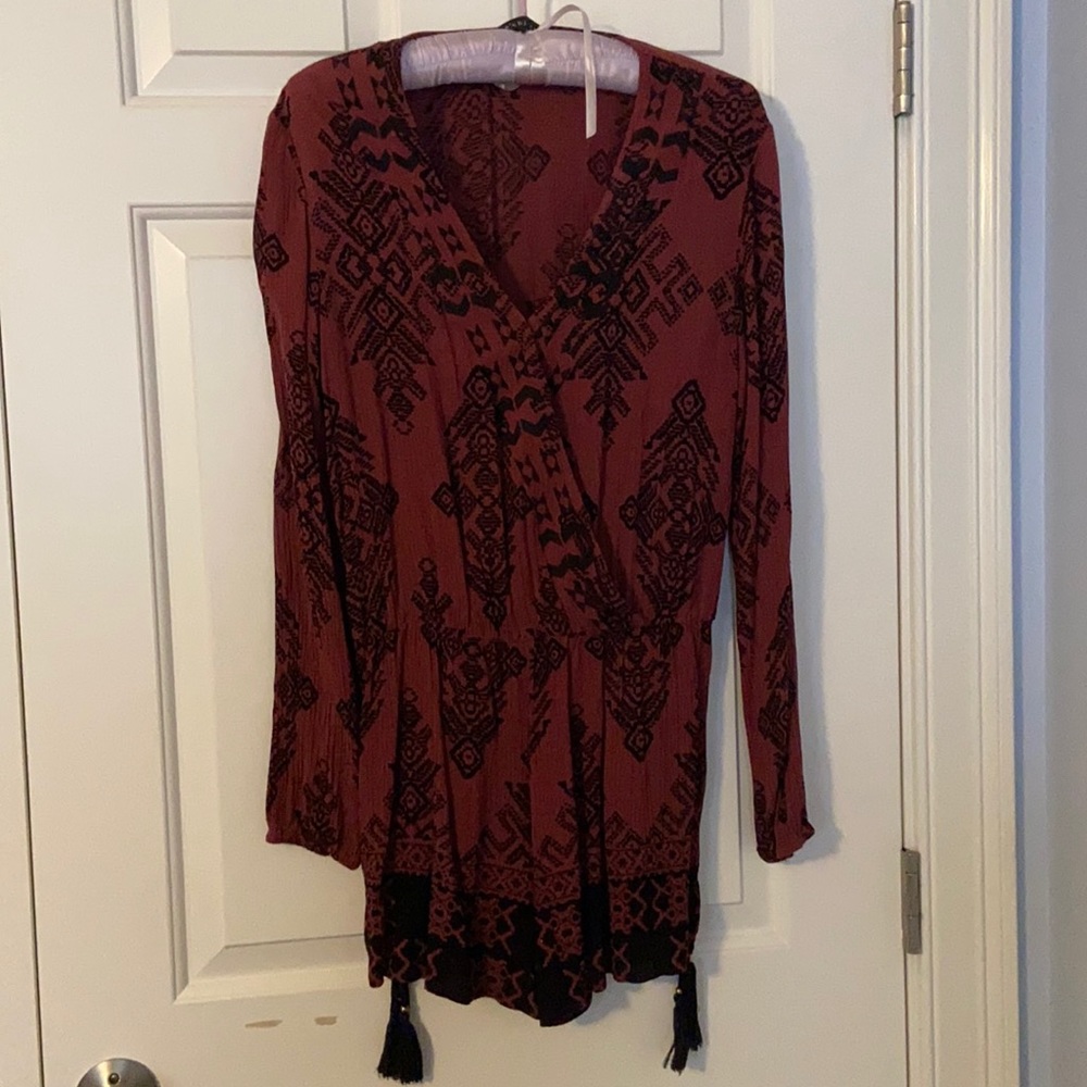Maroon Long-sleeve Romper size M